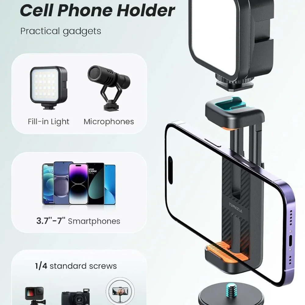71''/180cm Phone Tripod & Selfie Stick, Portable Phone Stand for Video Record